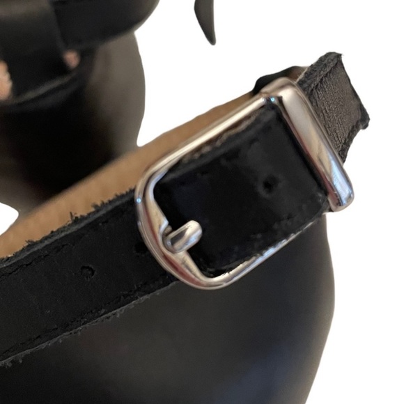 Shellys London black & white Dorsay adjustable ankle straps flat shoes size 10 - Picture 10 of 13